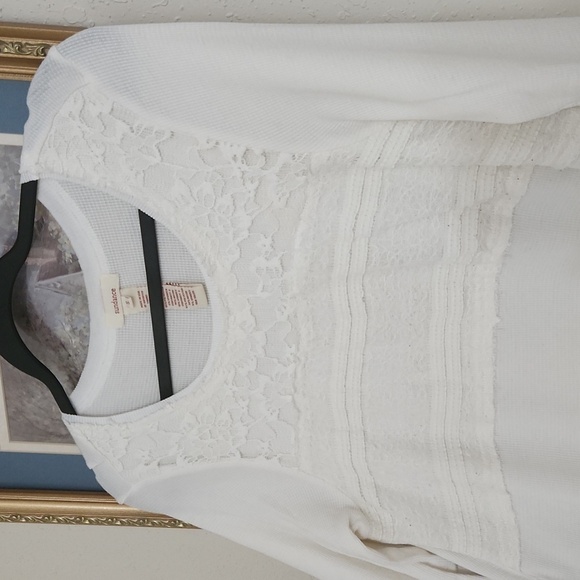 Sundance Small Lace High Low lightweight Sweater boho lagenlook Peasant - Picture 5 of 12